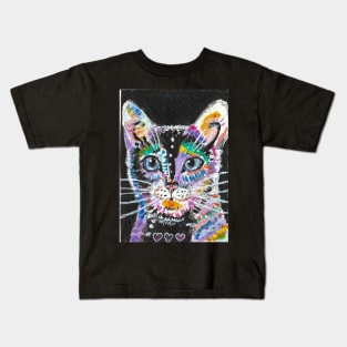 Abstract colorful cat face art Kids T-Shirt